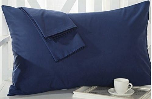 Travel Pillowcase 12x16 500 Thread Count Egyptian Cotton Set of 2 Toddler Pillowcase Zipper Closer 100% Egyptian Cotton (Toddler Travel 12x16 Zipper, Navy Blue Solid)