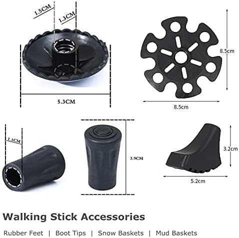 Walking Stick Tips Rubber 4pcs Trekking Pole Tips Replacement- Rubber Feet for Hiking Poles, Walking Sticks, Trekking Poles | Rubber Tip for Walking Sticks Hiking Trekking Poles Boot Tips Rubber Feet