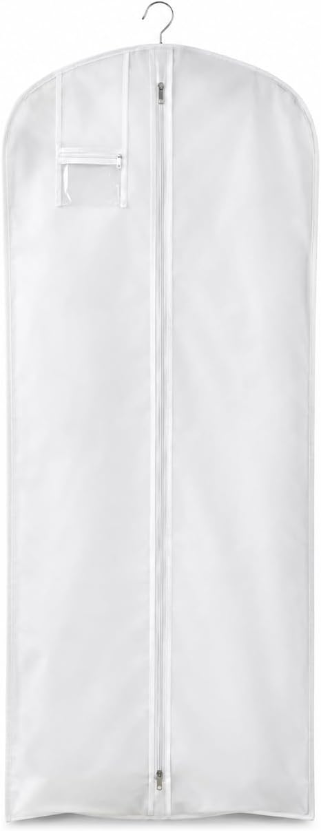 LPack Garment Bag for Long Dresses, Extra Long Breathable Garment Bag with Pockets & Gusset for Wedding Gowns, Bridal, Prom & Formal Dresses, Travel & Storage, White, 72"