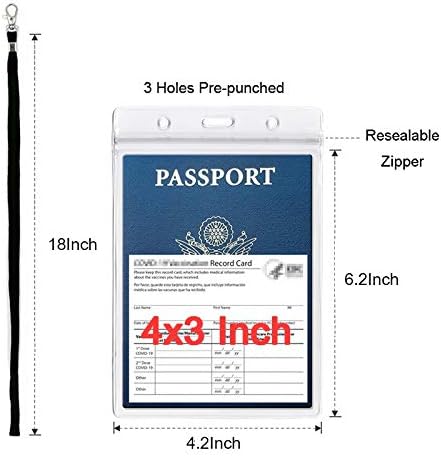5Pack Extra Large ID Badge Holder for Passport with Lanyards,4x6 Inch Fill for Passports,Cash, Credit Card,etc.by CypesCrafts(5Pack Black Lanyards)