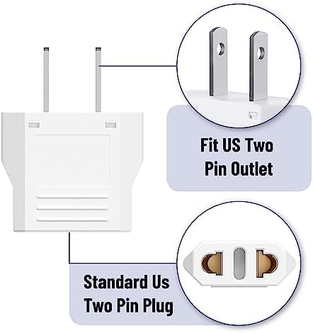 Bates- Europe to US Plug Adapter, 4 Pack, European to US Plug Adapter