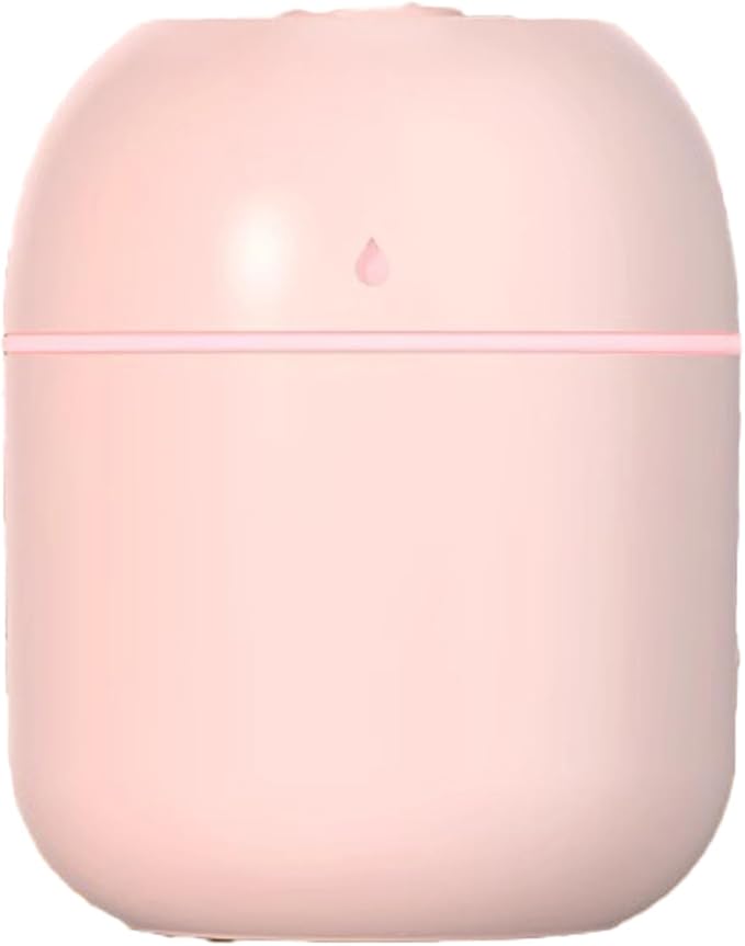 Portable Mini Humidifier Small Cool Mist Humidifier Personal Desktop USB Powered Super Quiet for Travel Car,Office,Baby Bedroom, Night Light, 2 Mist Modes, Auto Shut-off (pink)