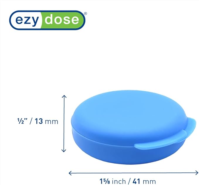 EZY DOSE Daily Round, Compact, Small, Disrcrete, Portable On-The-Go Pocket Pharmacy, Pill Box, Organizer and Vitamin Containers, Snap Shut Lids, Travel Friendly, Colors May Vary, 2 Pack, BPA Free