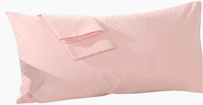 Travel Pillowcase 12x16 500 Thread Count Egyptian Cotton Set of 2 Toddler Pillowcase Envelope Closer 100% Egyptian Cotton (Toddler Travel 12x16 Envelope Closer, Baby Pink Solid)