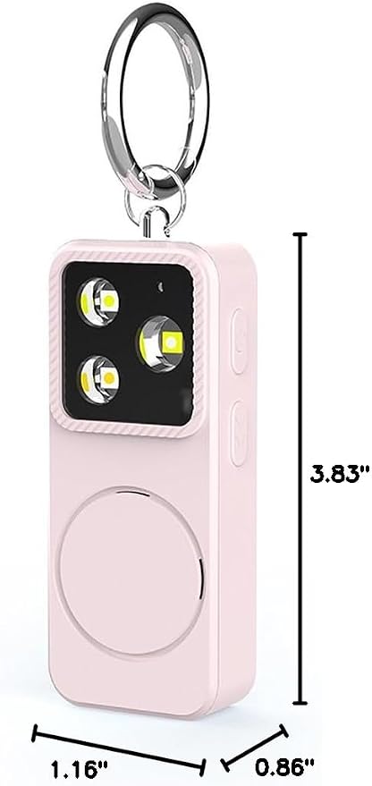 B11 Portable Lighting Women's Safety Alarm Device 150dB Buzzer Alarm Strobe Light Rechargeable with Charging Cable and Power Switch Night-time Flashlight Keychain (Pink - Lighting Alarm)