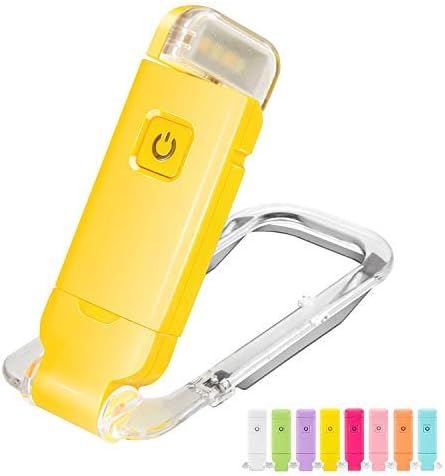 HONWELL Rechargeable Book Light, Clip On LED Reading Lights for Kids Reading in Bed, 3 Brightness Levels Dimmable Bookmark Light for Eye-Protection, Portable Reading Lamp for Bookworms, Travel(Yellow)