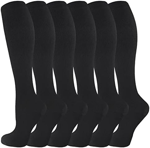 cerpite Compression Socks for Women & Men 6 Pairs Knee High Compression Socks 20-30 mmhg Best for Running,Nurse,Travel
