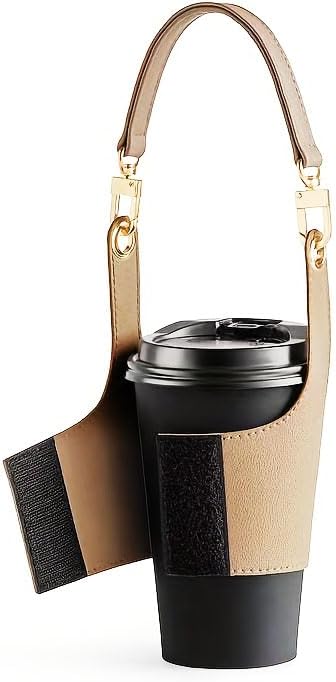 Coffee Cup Tea Cup Protective Sleeve, Water Bottle Holder Leather Pouch, Outdoor Camping Shopping Travel Supplies (kakki)
