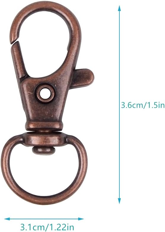 120PCS Premium Swivel Lanyard Snap Hook with Key Rings, Metal Keychain Hooks for Jewelry Making, Crafts (red Bronze)