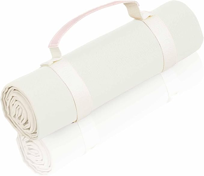 White Picnic Blanket & Beach Mat – Canvas, Machine Washable, Large 4’9” × 6’3”