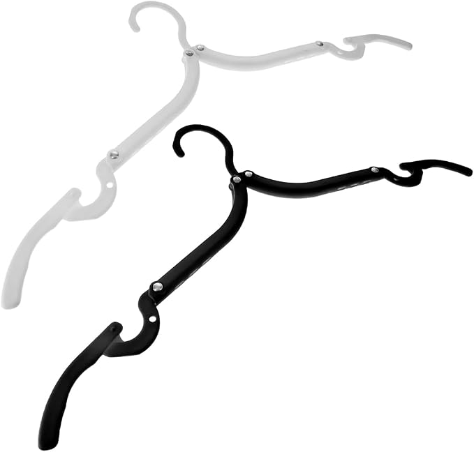 SE 12-piece Set of Folding Ultra Compact Travel Hangers (Black & White), Open 16-Inches Folded 5-Inches