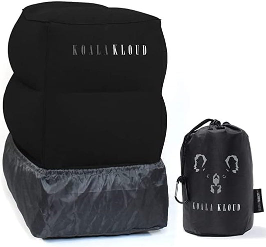 Koala Kloud Travel Foot Rest - Inflatable Foot Rest Pillow, Footrest for Flights, Car Seat Foot Rest, Airplane Bed for Toddler, Kids Travel Accessories, Black