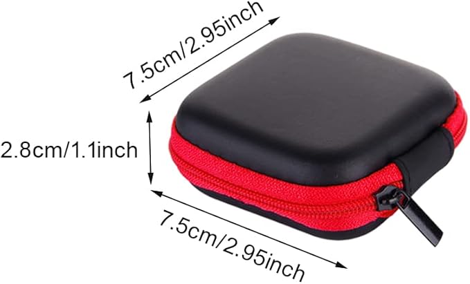 6Pcs Earphone Case,PU Small Square Pocket Earbud Carrying Case Bag with Zipper,Portable Earbud Organizer,Earbud Storage Bag,for Storing Earpieces,USB Cable,SD Cards,Memory Card