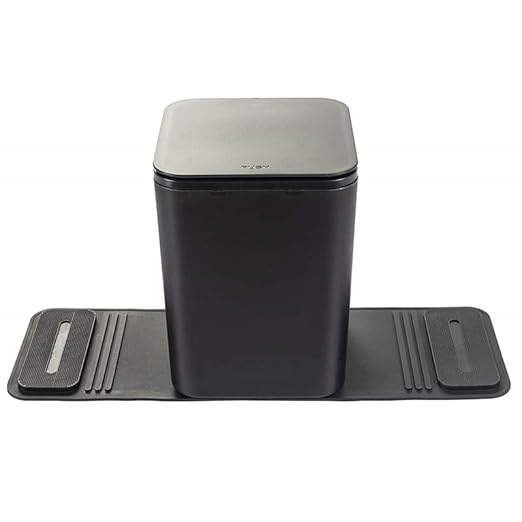 Car Trash Can with Stability Wings – Leakproof Portable Garbage Bin for Fabric & Rubber Mats – Compact Durable Plastic Auto Organizer for Cars, SUVs, Trucks (Black with Lid, Medium)