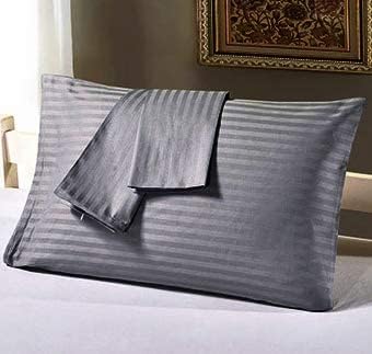 Travel Pillowcase 14x20 500 Thread Count Egyptian Cotton Set of 2 Toddler Pillowcase Zipper Closer 100% Egyptian Cotton (Toddler Travel 14x20 Zipper, Dark Grey Stripe)