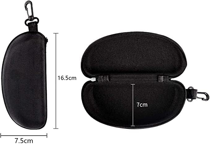 3 Pack Zipper Shell Eyeglasses and Sunglasses Case with Plastic Carabiner Hook