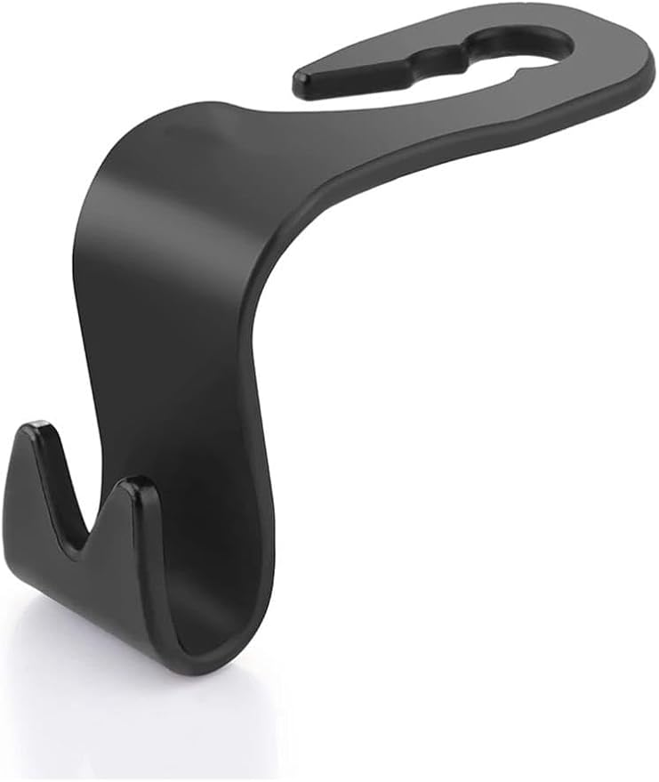 Amooca Car Seat Headrest Hook 4 Pack Hanger Storage Organizer Universal for Handbag Purse Coat Universal fit Vehicle Car Black with Buckle