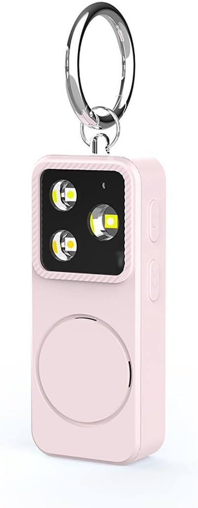 B11 Portable Lighting Women's Safety Alarm Device 150dB Buzzer Alarm Strobe Light Rechargeable with Charging Cable and Power Switch Night-time Flashlight Keychain (Pink - Lighting Alarm)