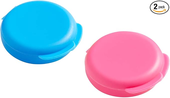 EZY DOSE Daily Round, Compact, Small, Discdrete, Portable On-The-Go Pocket Pharmacy, Pill Box, Organizer and Vitamin Containers, Snap Shut Lids, Travel Friendly, Blue & Pink, 2 Pack, BPA Free