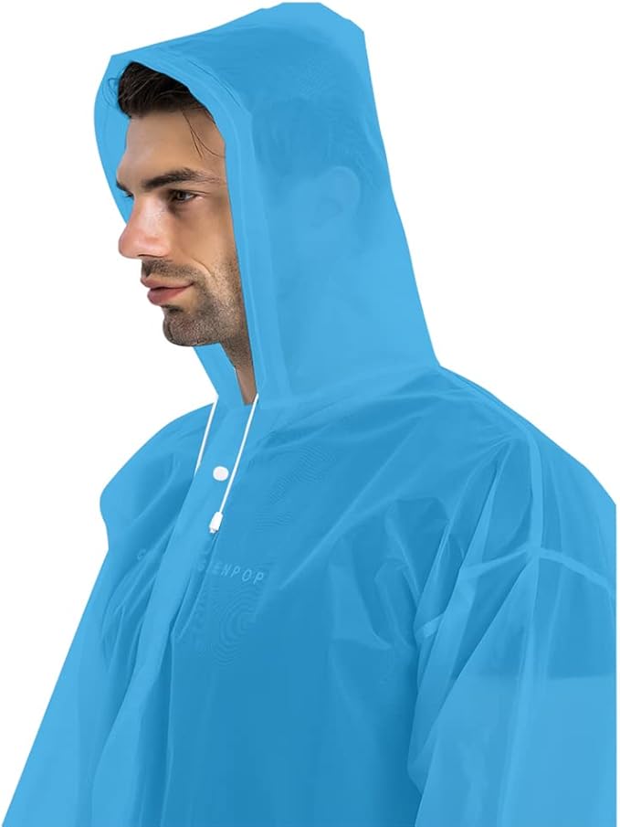 COOY Rain Coats (2 Pack) - Reusable EVA Rain Ponchos For Adults Rain Jackets Raincoats For Men Women