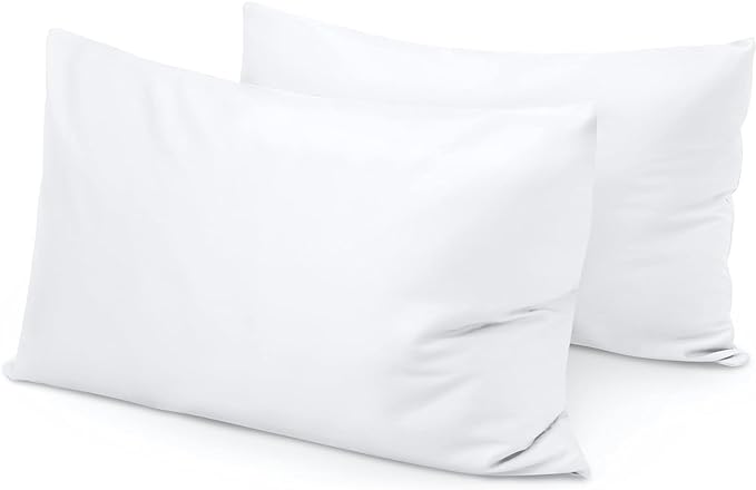 Travel Pillow Case 14x20 Size Set of 2 Envelope Closure Toddler Pillowcase 600 Thread Count 100% Egyptian Cotton Soft & Skin Friendly Travel Pillow Covers 14 x 20, White Solid