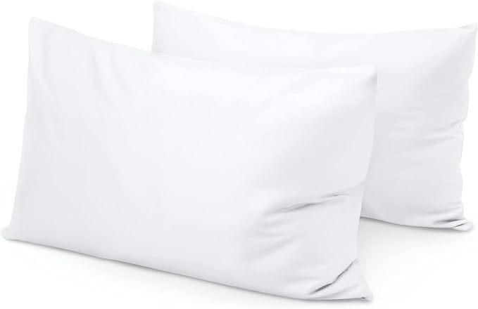Travel Pillow Case 12x16 Size Set of 2 Envelope Closure Toddler Pillowcase 600 Thread Count 100% Egyptian Cotton Soft & Skin Friendly Travel Pillow Covers 12 x 16, White Solid