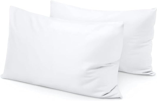 Travel Pillow Case 12x16 Size Set of 2 Envelope Closure Toddler Pillowcase 600 Thread Count 100% Egyptian Cotton Soft & Skin Friendly Travel Pillow Covers 12 x 16, White Solid