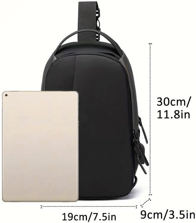 Waterproof Polyester Slim Unisex Crossbody Sling Bag Chest Backpack Men's Shoulder Bag, Leisure Travel Handbag, Hard Shell Anti-Theft Chest Bag, Black&Golden, Standard, Retro