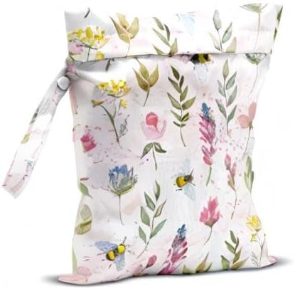 Wet Bag, Wet Dry Bag, Wet Bag for Swimsuit, Travel, Beach, Pool, Diapers, Dirty Yoga Gym Clothes, Makeup Bag, Waterproof Reusable Bee Decor Bee Print Bee Flower Party Favors