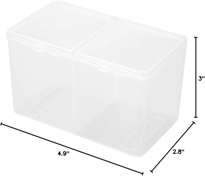 Cotton Pads Container 2 Grids Cotton Pads Swabs Container Nail Polish Glitter Powder Organizer Storage Box