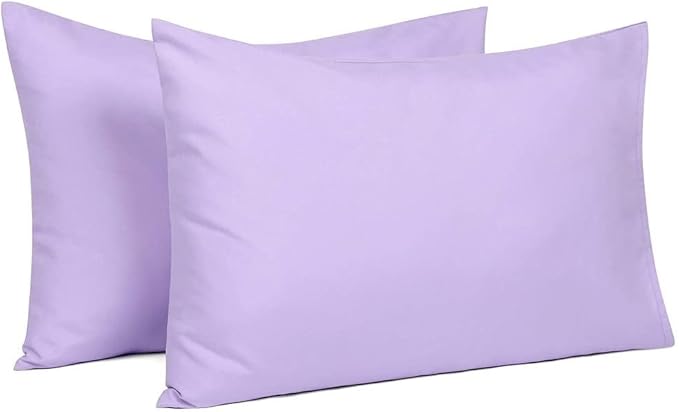 Travel Pillowcase 12x16 500 Thread Count Egyptian Cotton Set of 2 Toddler Pillowcase Zipper Closer 100% Egyptian Cotton (Toddler Travel 12x16 Zipper, Lilac Solid)