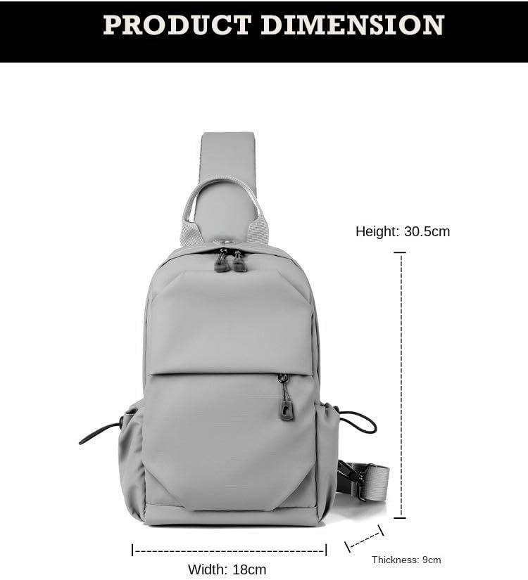 Waterproof Polyester Slim Unisex Crossbody Sling Bag Chest Backpack Men's Shoulder Bag, Leisure Travel Handbag, Hard Shell Anti-Theft Chest Bag, Chest Bag - Black, 30.5 cm, Retro