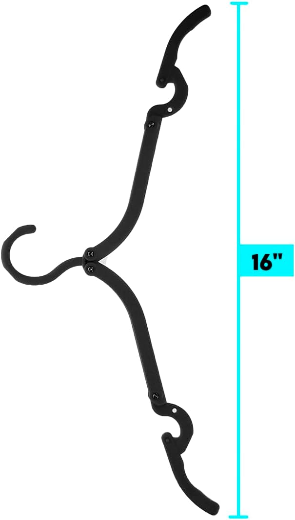 SE 12-piece Set of Folding Ultra Compact Travel Hangers (Black & White), Open 16-Inches Folded 5-Inches