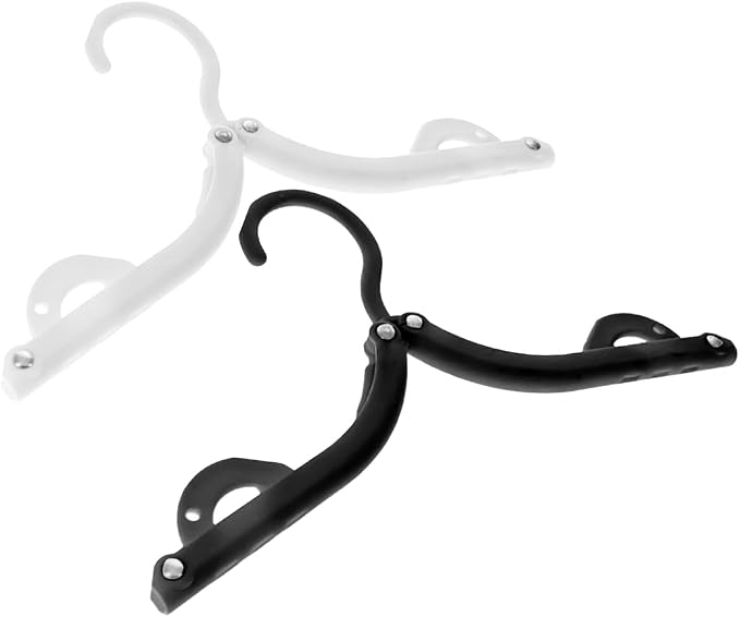 SE 12-piece Set of Folding Ultra Compact Travel Hangers (Black & White), Open 16-Inches Folded 5-Inches