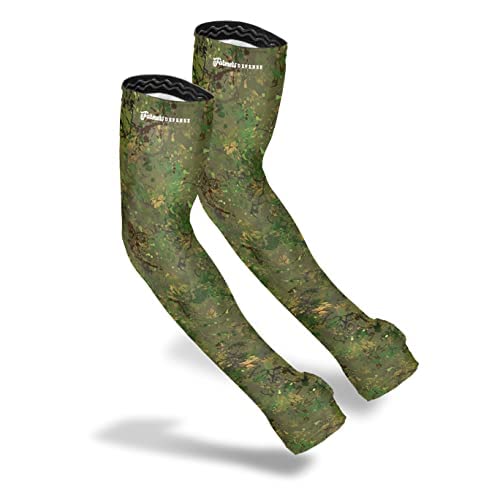 FARMER'S DEFENSE Gardening Arm Sleeves|UV Cooling Protective Sleeve Women & Men|Anti-Scratch Cover Sun UPF Outdoor Protection - Green Brush Camo - XXL