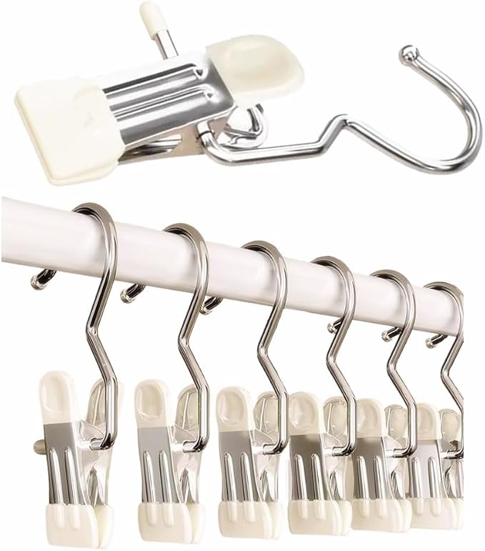 10/30/50Pcs Space-Saving Clothespin, Upgrade Double Head Clamp Dipped Hanger for Closet Hooks Garment Clip Hat Pants Storage Hanging Travel Hook (White, 30PCS)
