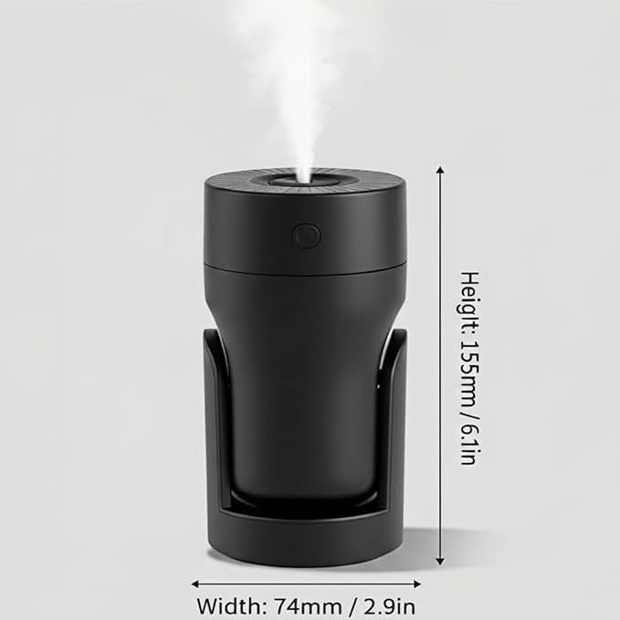 Portable Mini Humidifier with 2 Mist Modes, 220ml Cool Mist Rotation Humidifiers with Colorful Night Light, Quiet Operation, USB Personal Desktop Humidifier for Bedroom, Office, Travel, Car, Black