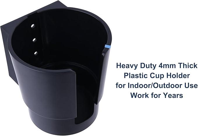 Universal Large Cup Holder Wall Mount, Heavy Duty Plastic Drink Holder for Boat Car Truck RV Bus Tractor Wall Wood, Vertical or Horizontal Mount, Fit Most Cups, Bottles, Cans, Tumblers Black Pack of 2