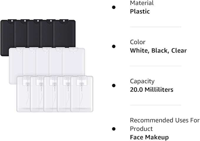 Patelai 30 Pcs 20 ml Perfume Spray Bottles Cardcase Like Plastic Refillable Fine Mist Spray Dispenser Portable Moisturizing Sprayer Box Empty Travel Bottle for Makeup Cosmetic Essential Oil