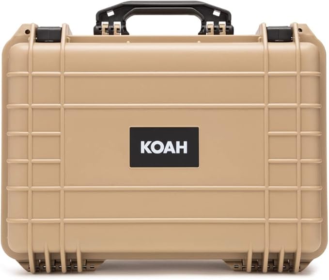 Koah Weatherproof Hard Case with Customizable Foam (18 x 14 x 7 Inch) - Tan