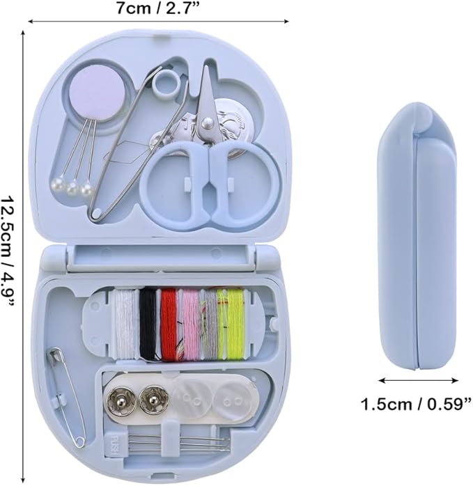2 Pack Min Travel Sewing Kit DIY Supplies Portable Tool Kits Plastic Box Beginner Friendly Emergency Repair with Threads Scissors Hand Needles