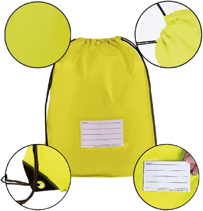 CODOBON 40 Pcs Drawstring Bags,Bulk Draw String Backpack, DIY Gym Sports Cinch Bag Sackpack for Women Men, Yellow