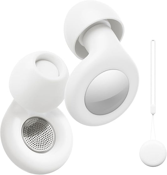 Ear Plugs for Sleeping Noise Cancelling, Reusable Silicone Ear Plugs for Noise Reduction with 8 Ear Tips, Earplugs for Sleep, Concerts, Travel, Snoring (White, One Size)