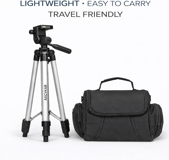 Camera Starter Accessory Kit – 50” Lightweight Tripod & Padded Camera Bag Bundle with 64GB SD Card, Cleaning Kit & Essentials for DSLR Cameras