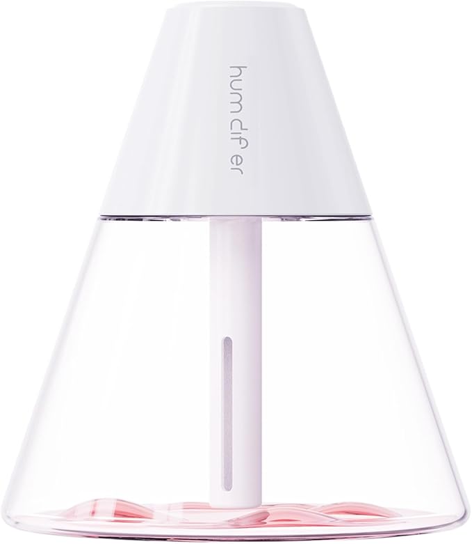 INVODA Mini Humidifiers, 260ml USB Personal Cool Mist Humidifier Cute Volcanoes Desktop Air Humidifier Quiet Night Light Small Humidifiers for Car, Office, Bedroom, Travel (White)