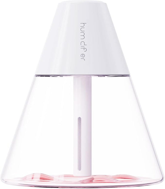 INVODA Mini Humidifiers, 260ml USB Personal Cool Mist Humidifier Cute Volcanoes Desktop Air Humidifier Quiet Night Light Small Humidifiers for Car, Office, Bedroom, Travel (White)