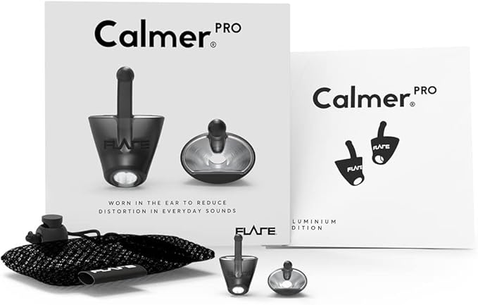 Flare Audio Calmer | Noise Reducing Ear Plugs Alternative | Silicone Reusable Ear Plugs for Noise Sensitivity, Focus and Travel | Ear Plugs for Noise Reduction (pro Standard, Black)