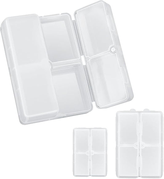 FYY 2 Pcs Daily Pill Organizer, 7 Compartments Portable Pill Case Travel Pill Organizer,[Folding Design] Pill Box for Purse Pocket to Hold Vitamins,Cod Liver Oil,Supplements and Medication-Clear