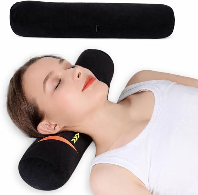 Health Cervical Neck Roll, Resilient Bolster Pillows, Round Neck Pillows Support for Sleeping, Large Size Bolster Pillow for Bed, Legs, Back and Yoga