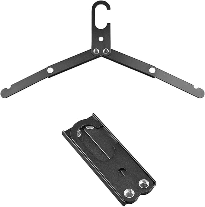 Aluminum Foldable Portable Hangers, Ultra - Light Non - Slip for Business Trips, Road Trips & Outdoor Camping(Black)